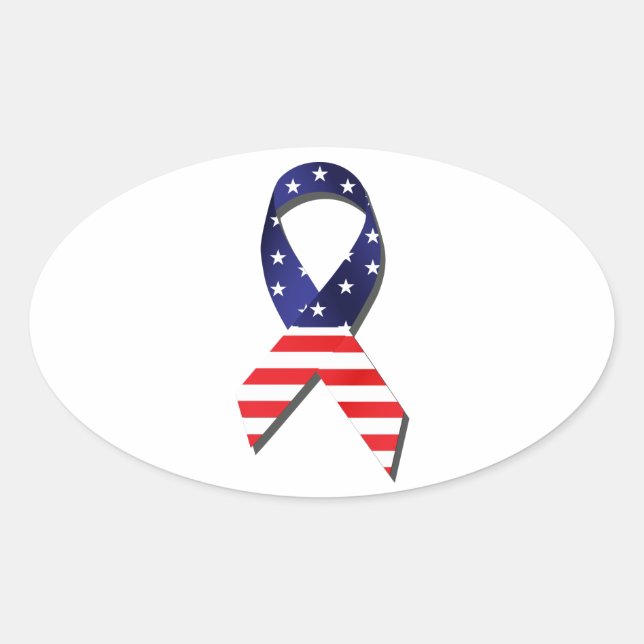 USA Ribbon Ovalt Klistermärke (Framsida)