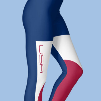 USA Röd Vit Blå Fitness Retro Leggings