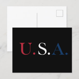 USA Röd Vit Och Blå Bokstavsdesign Vykort