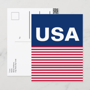USA Röd Vit och Blå Patriotisk Dubbelsidig Vykort