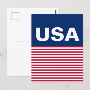 USA Röd Vit och Blå Patriotisk Vykort