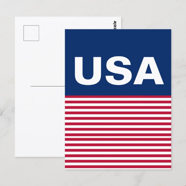 USA Röd Vit och Blå Patriotisk Vykort (Fram/baksida)
