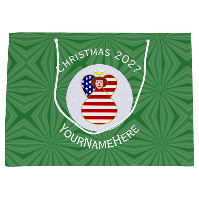 USA Rödhårig ängel julflagga Personlig  (Framsidan)