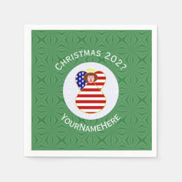 USA rödhårig ängel julflagga personlig  Pappersservett