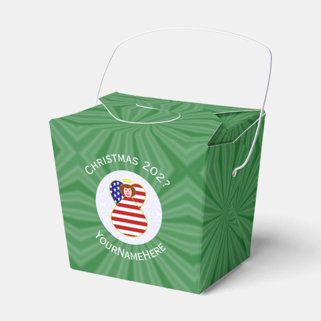 USA Rödhårig ängel julflagga Personlig  Presentaskar (Framsidan Sidan)