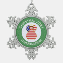 USA Rödhårig ängel julflagga Personlig
