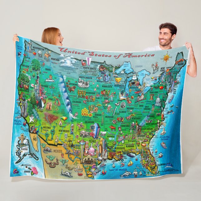 USA Roligt Karta Fleece Blanket (På plats)
