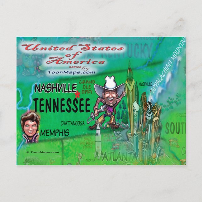 USA ROLIGT KARTA VYKORT (Framsida)