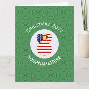 USA Rött Hår Ängel Julflagga Personlig Kort