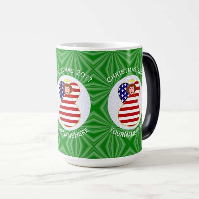 USA Rött Hår Ängel Julflagga Personlig  Magisk Mugg (Framsida höger)