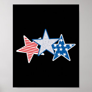 USA Rött vitt blått American Flagga U.s.a. Stars S Poster
