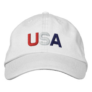 USA Rött vitt blått Embroied White Hat Broderad Keps