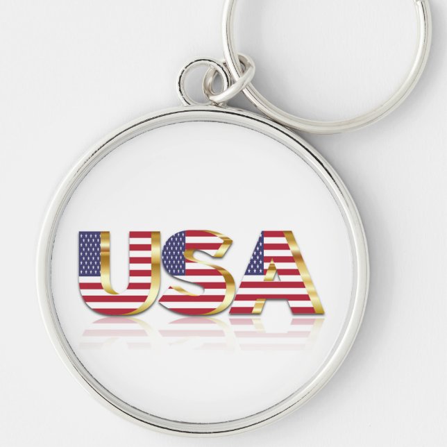 USA RUND SILVERFÄRGAD NYCKELRING (Framsidan)