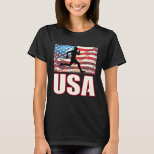 USA Running Track Fält American Flagga Sport T Shirt