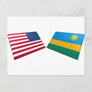 USA & Rwanda Flaggor Vykort