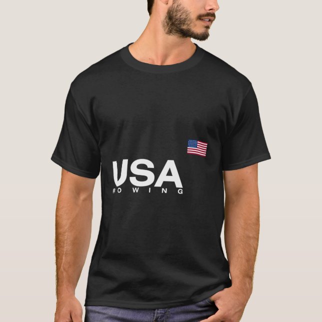 Usa Rwing Flagga T Shirt (Framsida)