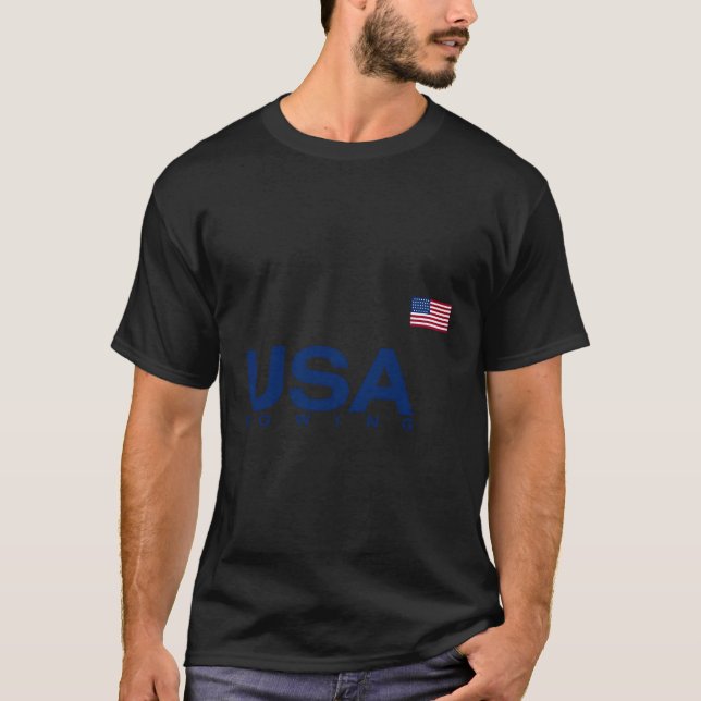 Usa Rwing Flagga T Shirt (Framsida)