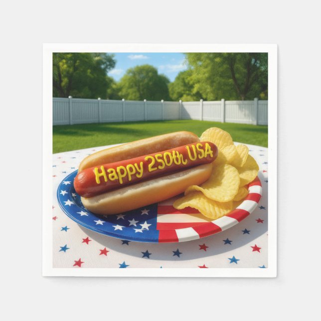 USA:s 250-årsdag Hot Dog Pappersservett (Framsidan)