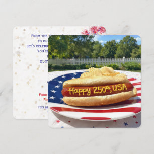 USA:s 250-årsfest Hot Dog Inbjudningar