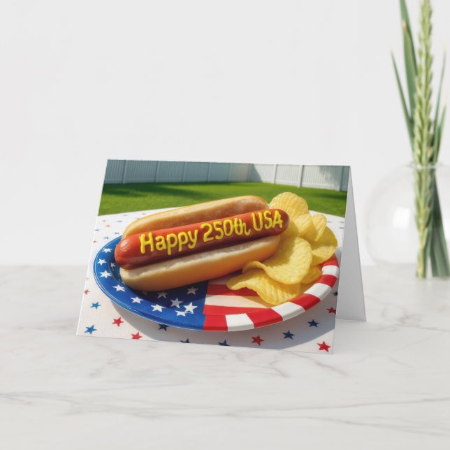 USA:s 250-årsfest Hot Dog Kort (Framsida)