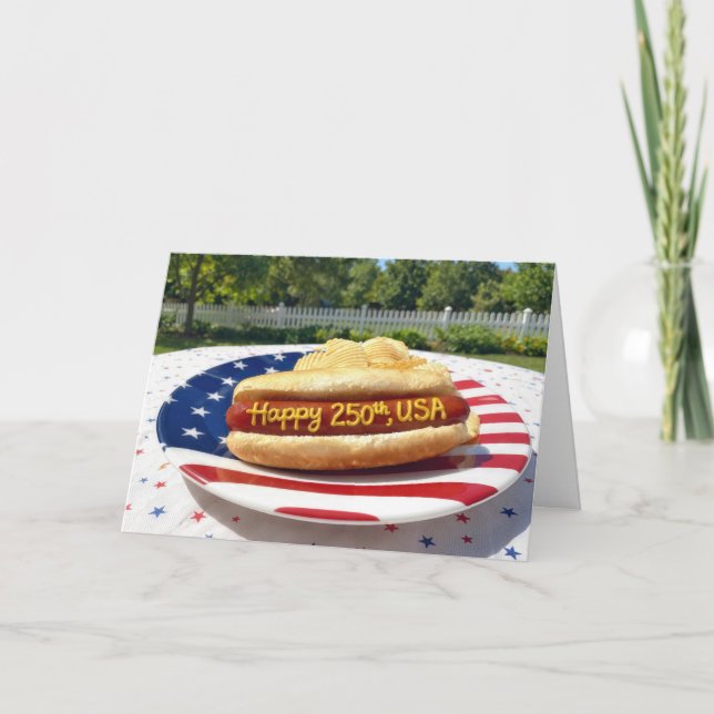 USA:s 250-årsfest Hot Dog Kort (Framsida)