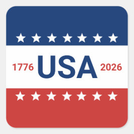 USA:s 250-årsjubileum 1776 2026 Rött vitt blått Fyrkantigt Klistermärke