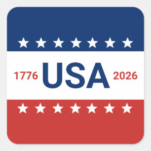 USA:s 250-årsjubileum 1776 2026 Rött vitt blått Fyrkantigt Klistermärke