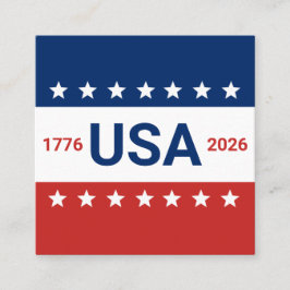 USA:s 250-årsjubileum 1776 2026 Rött vitt blått Fyrkantigt Visitkort