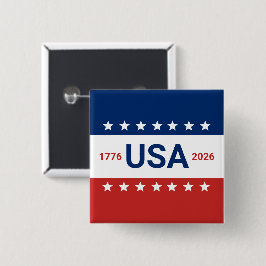 USA:s 250-årsjubileum 1776 2026 Rött vitt blått Knapp