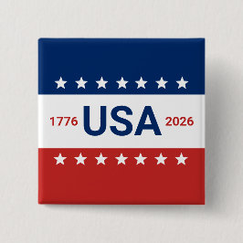 USA:s 250-årsjubileum 1776 2026 Rött vitt blått Knapp
