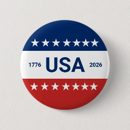 USA:s 250-årsjubileum 1776 2026 Rött Vitt Blått Knapp