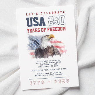 USA:s 250-årsjubileum 4:e juli-fest Inbjudningar