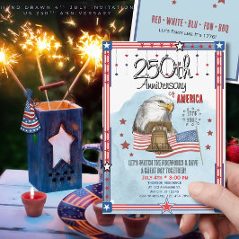 USA:s 250-årsjubileum Handritad Klocka Örn Inbjudningar