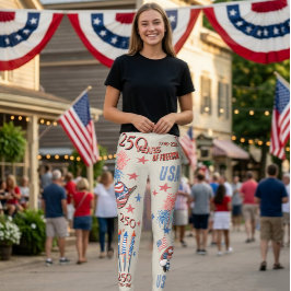 USA:s 250-årsjubileum Patriotisk Tomte Leggings
