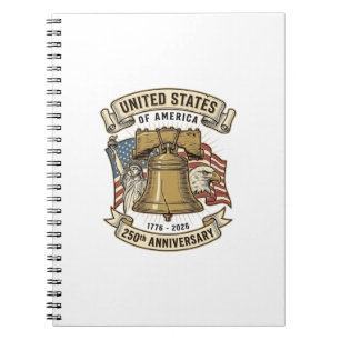 USA:s 250-årsjubileum Patriotisk Vektor D Anteckningsbok