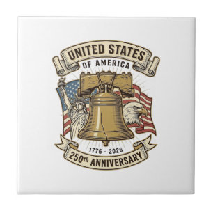 USA:s 250-årsjubileum Patriotisk Vektor D Kakelplatta