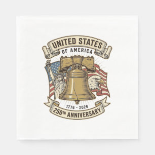 USA:s 250-årsjubileum Patriotisk Vektor D Pappersservett