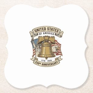 USA:s 250-årsjubileum Patriotisk Vektor D Underlägg Papper