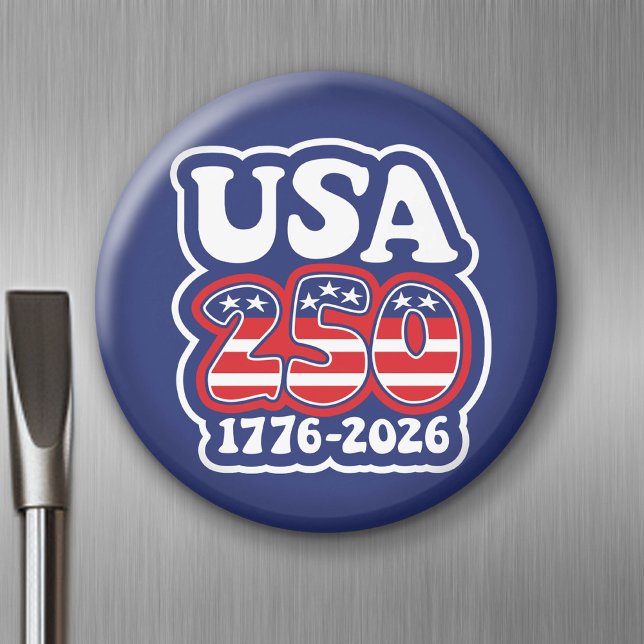 USA:s 250:e födelsedag - Groovy USA 250 Magnet (USA 250 - Celebrate America - American Revolution 250 Magnet)