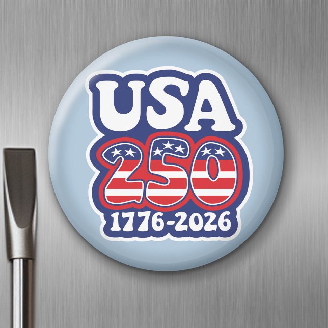 USA:s 250:e födelsedag - Groovy USA 250 Magnet (USA 250 - Celebrate America - American Revolution 250 Magnet)