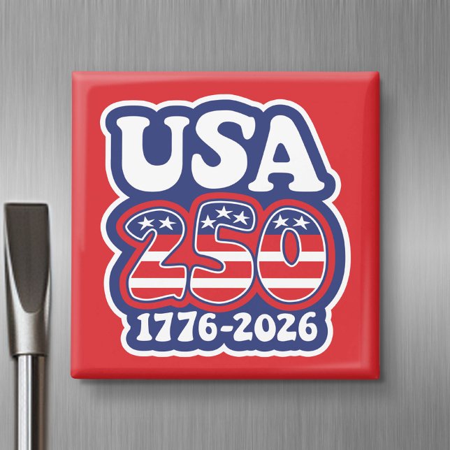 USA:s 250:e födelsedag - Groovy USA 250 Magnet (USA 250 - Celebrate America - American Revolution 250 Magnet)