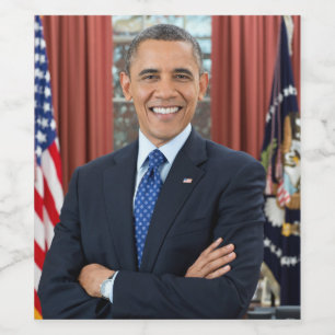 USA:s 44:e president Obama Barack Vinflaska Etikett