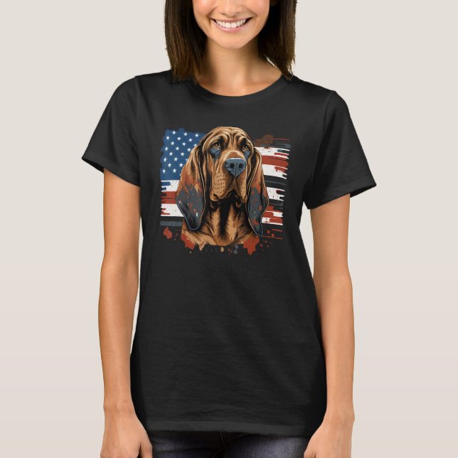 USA:s 4:e juli Bloodhound on Patriotic American B T Shirt (Framsida)