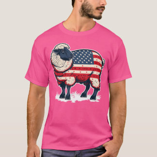 USA:s 4:e juli-får på patriotiska amerikanska får T Shirt