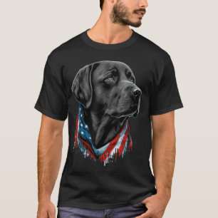 USA:s 4:e juli Svart Patriotic American Labrador T Shirt