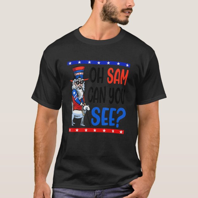 USA:s amerikanska Blind farbror Sam 4:e juli Manar T Shirt (Framsida)