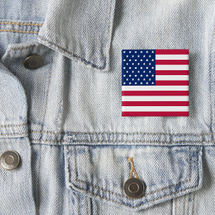 USA:s amerikanska Flagga 4:e juli Patriotiskt val Knapp