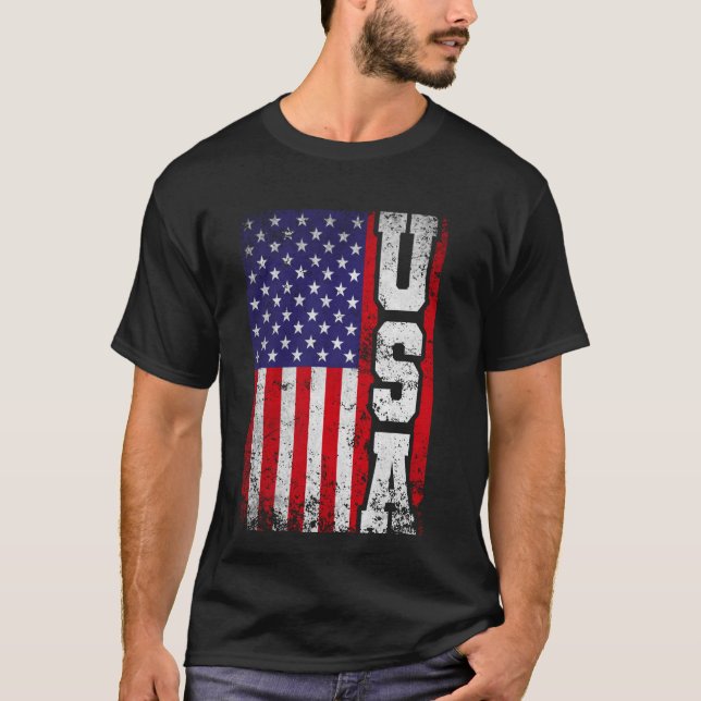 USA:s amerikanska Flagga, 4:e juli, USA T Shirt (Framsida)