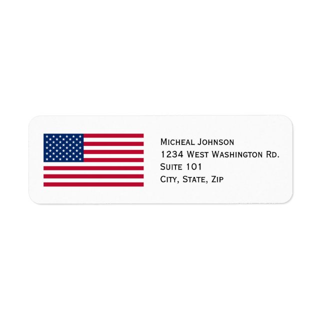 USA:s amerikanska Flagga Anpassningsbar Personlig Returadress Etikett (Framsidan)