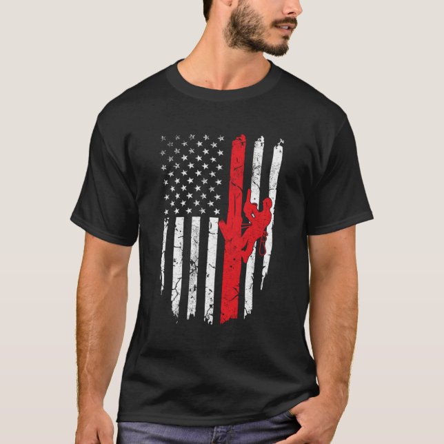 USA:s amerikanska Flagga Arborist 4:e juli Patriot T Shirt (Framsida)